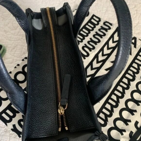 Marc Jacobs Full Grain Leather Tote Handbag Crossbody Strap Black Goldendoodle - Picture 12 of 14